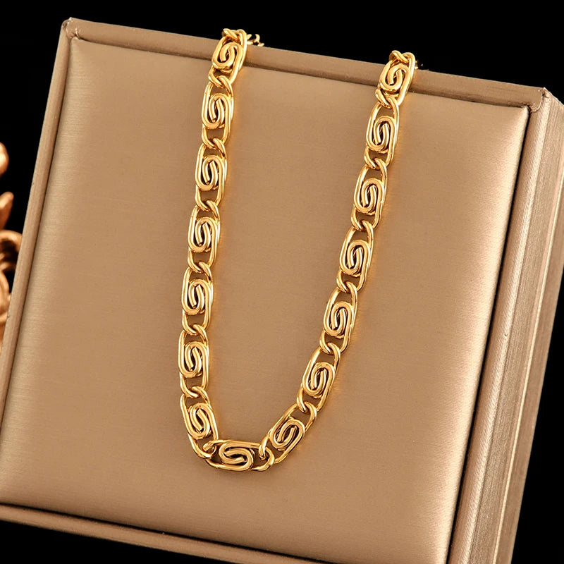 Bold Link Chain Necklace & Bracelet Set
