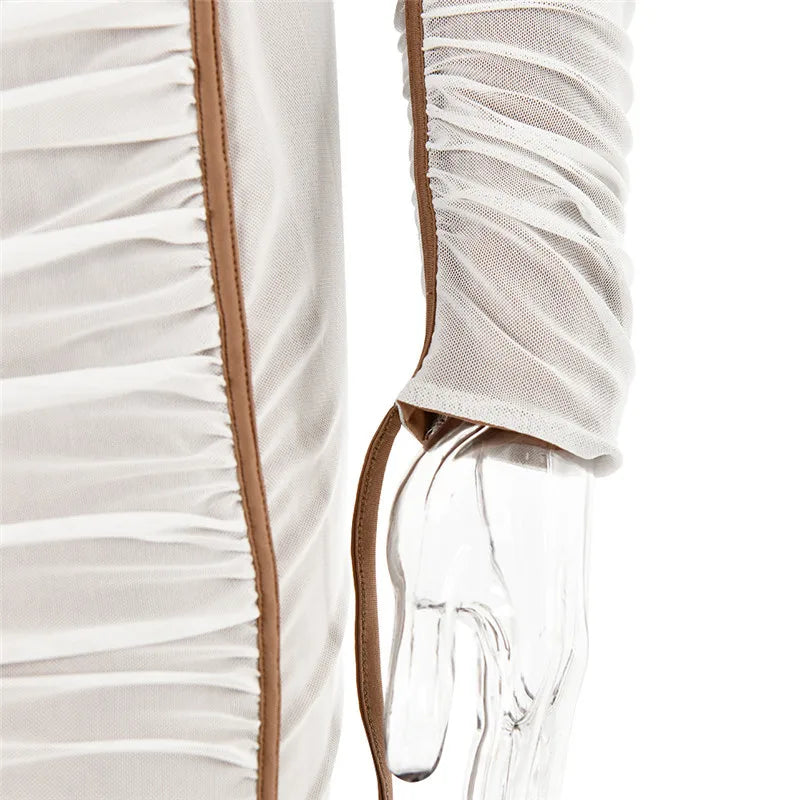 One-Shoulder Contour Mesh Dress