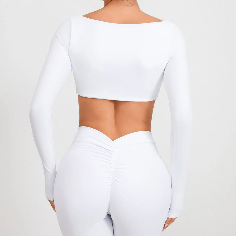 Square Neck Long Sleeve Crop Top