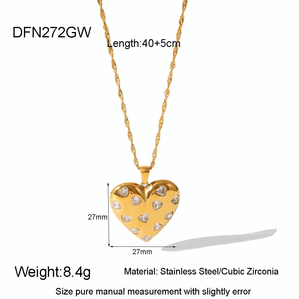 Crystal Heart Confetti Pendant Necklace