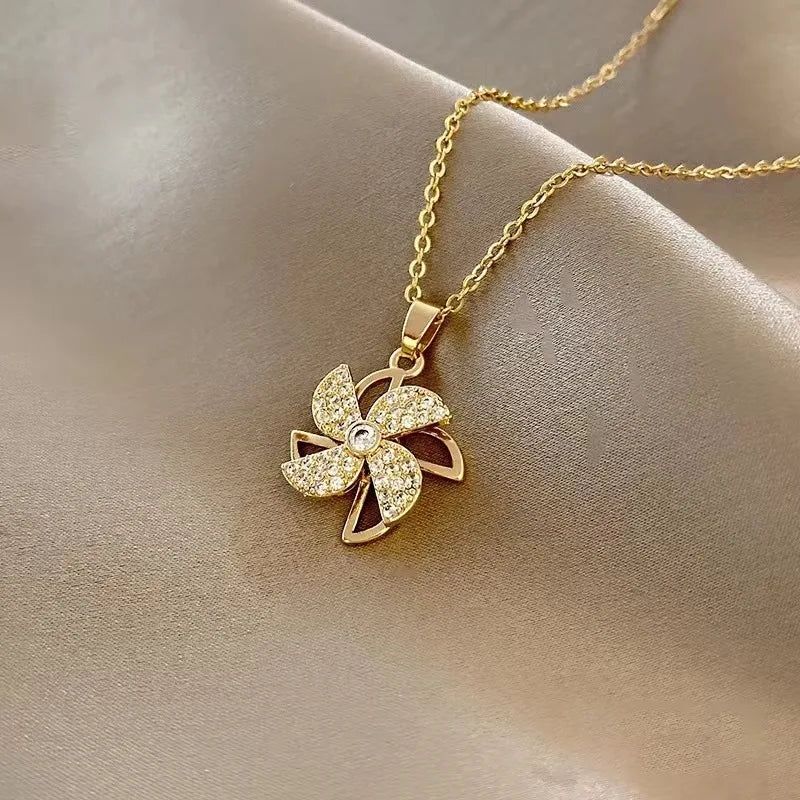 Crystal Flower Pendant Necklace
