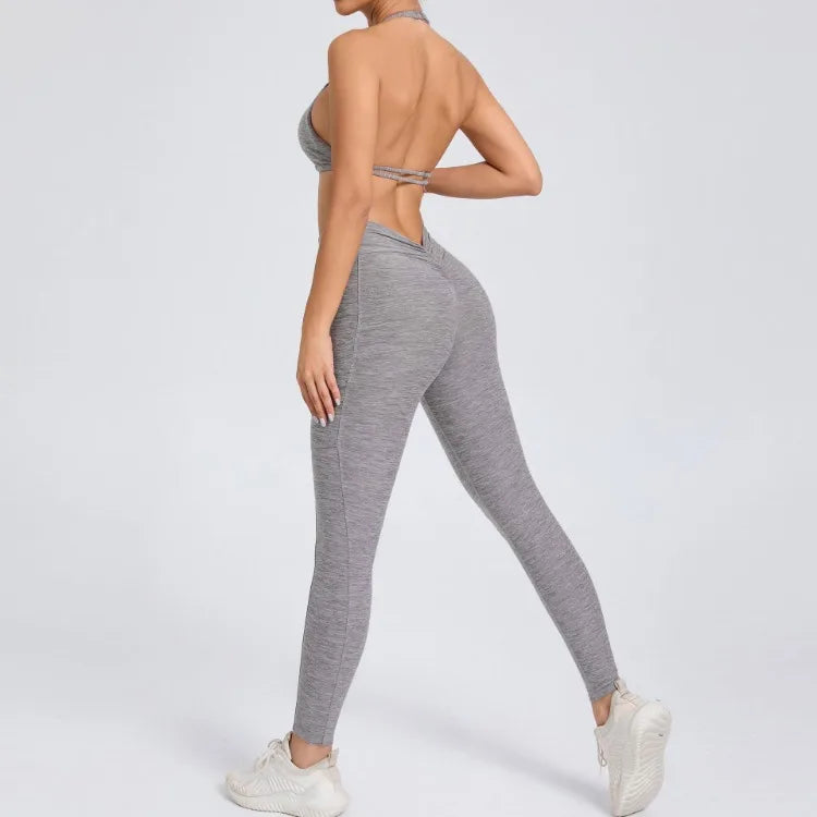 Halter & Ruched Leggings Workout Set