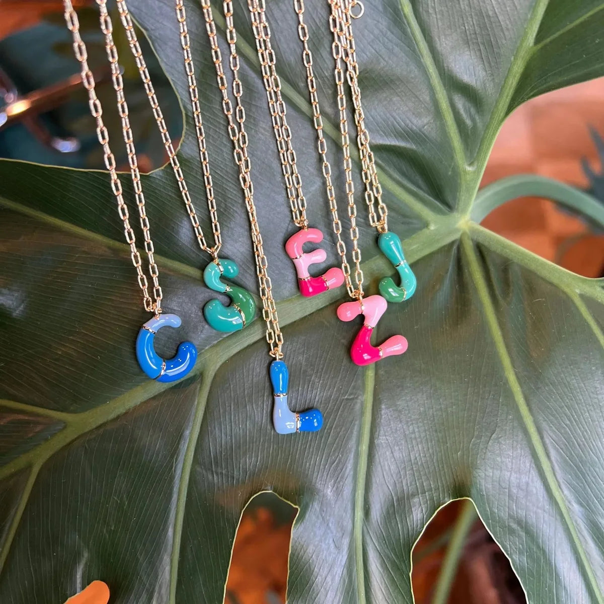 Gold Chain with Green Pendant Necklace