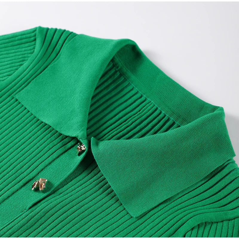 Button-Down Pleated Midi Dress
