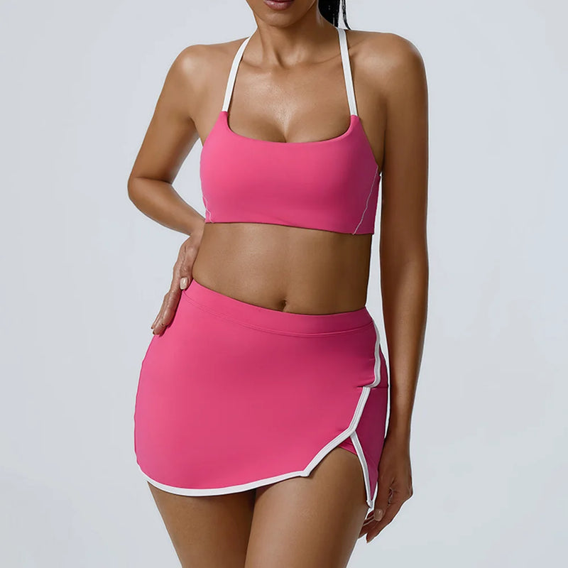 Split-Front Athletic Skirt Set