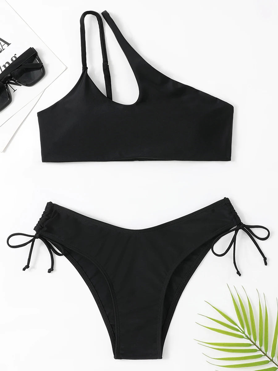 Asymmetrical Cutout Bikini Set
