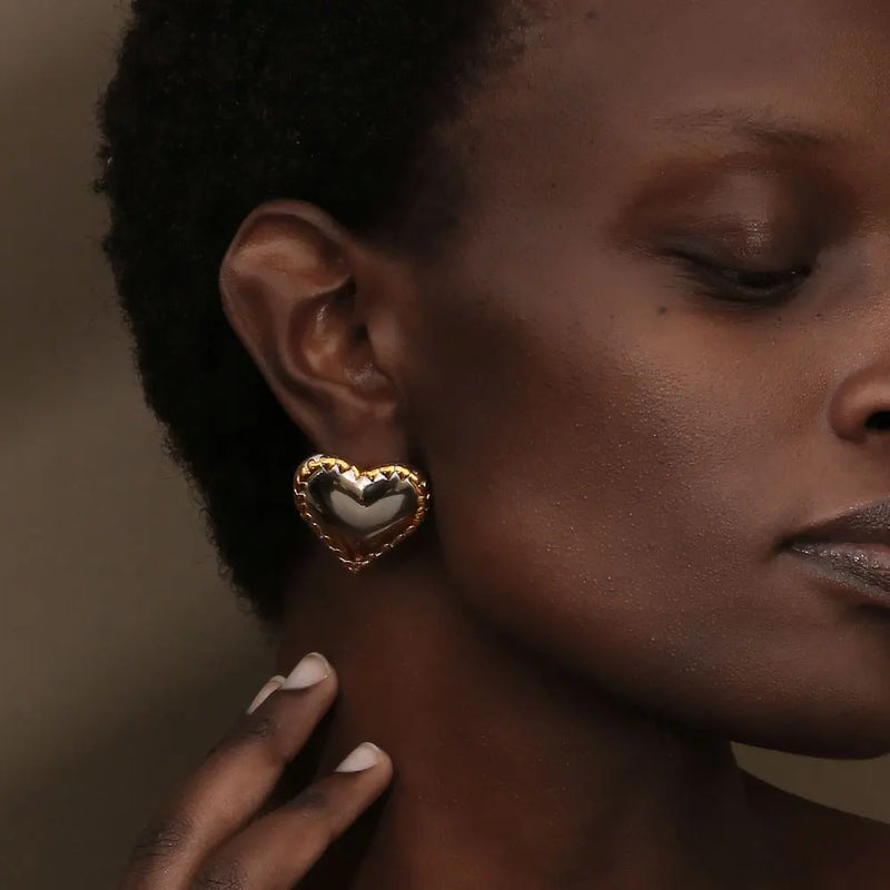 Mixed Color Heart Stud Earrings