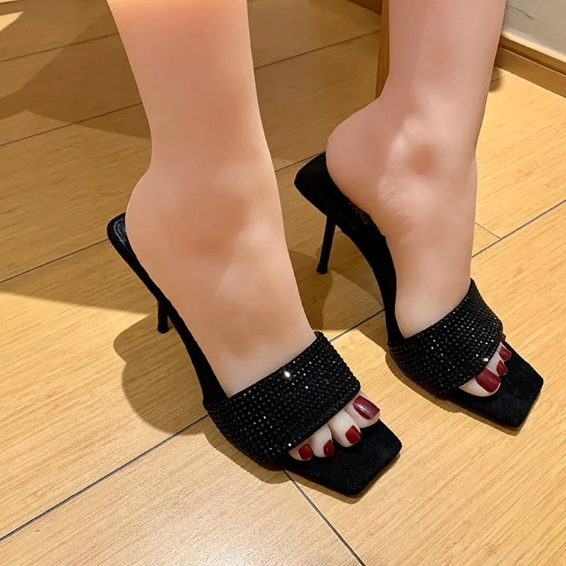 Sleek Square-Toe Stiletto Mules