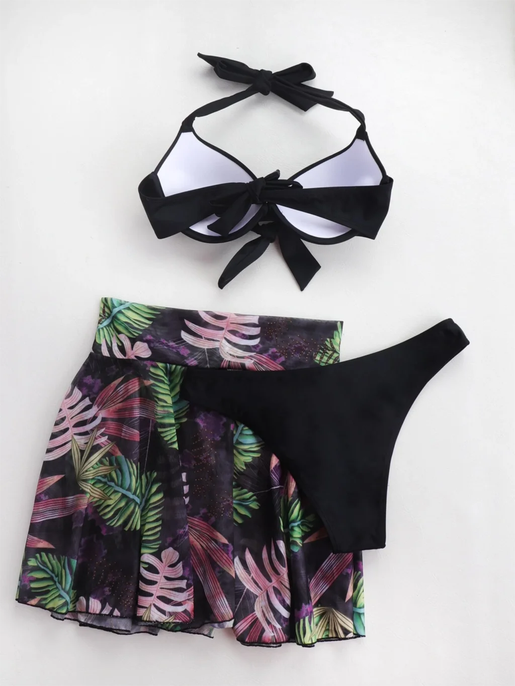 Tie-Front Bikini & Mini Skirt Set