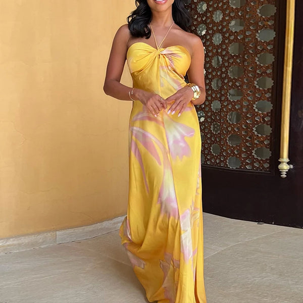 Yellow Strapless Maxi Dress