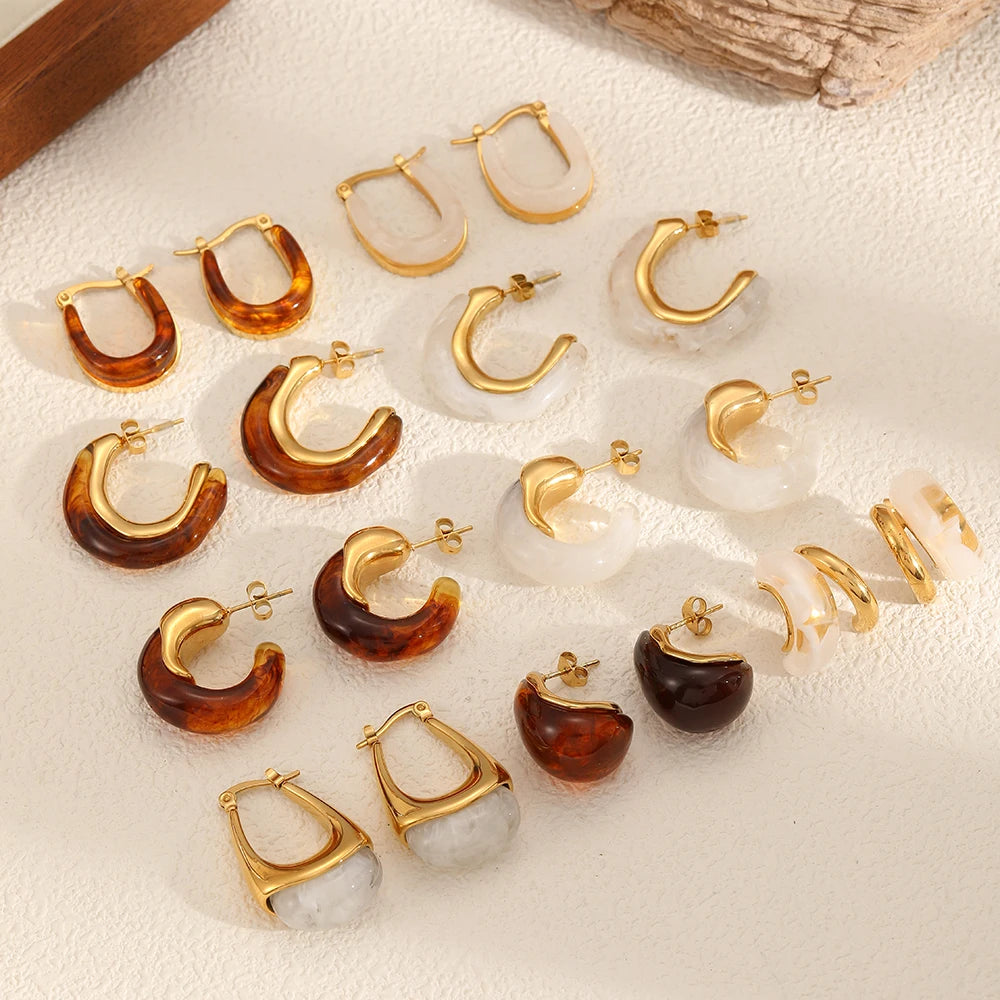 Resin & Gold Hoop Earrings