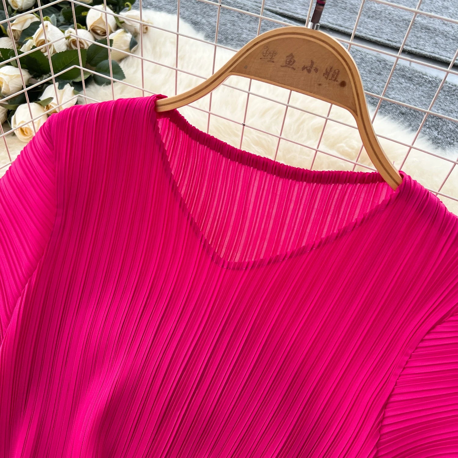 Pleated Flare Sleeve Midi Dress