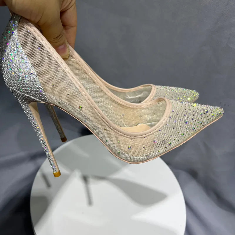 Glimmering Mesh Stiletto Pumps