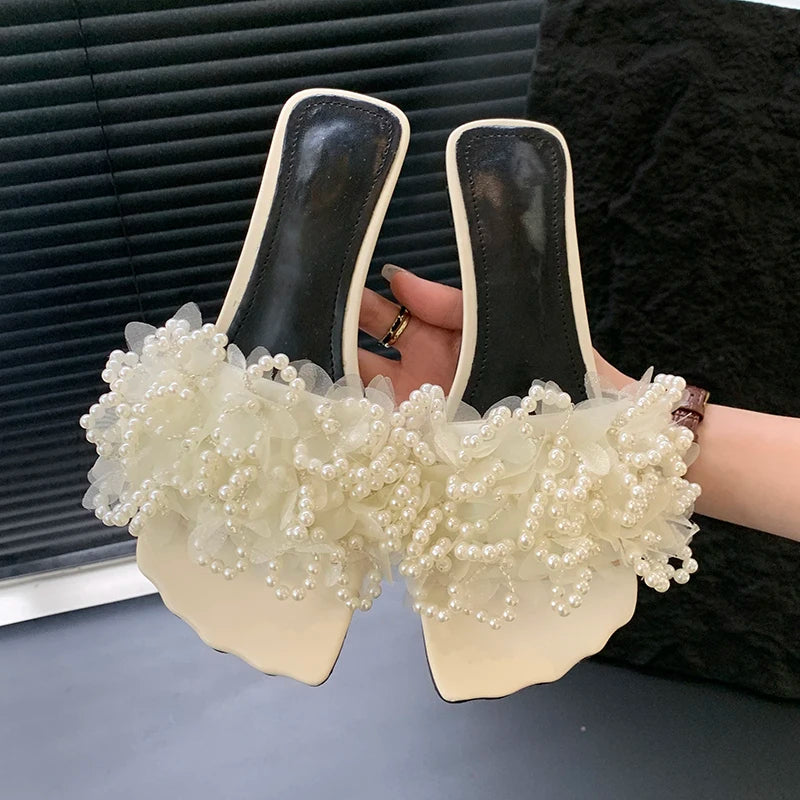 Pearl Bloom Heeled Sandals