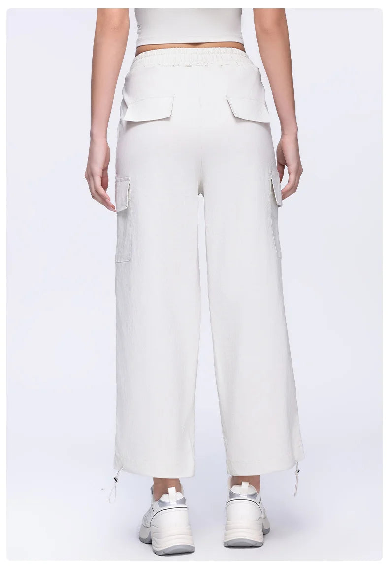 High-Waisted Drawstring Cargo Pants