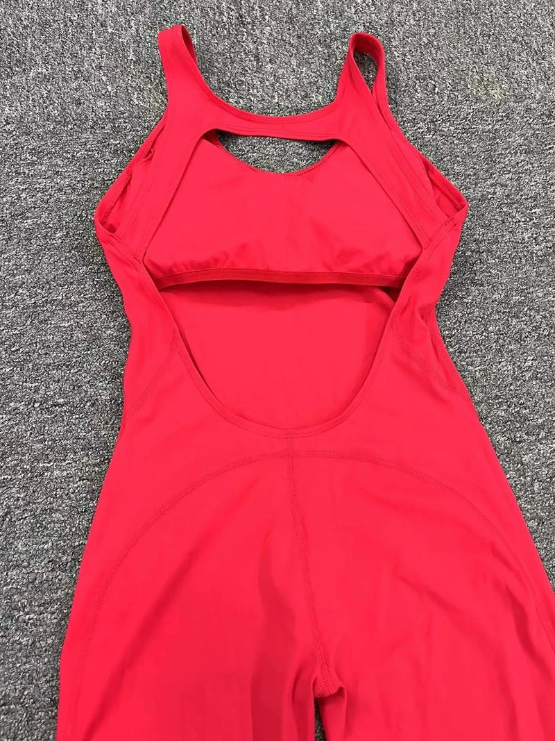 Open Back Flared Leg Jumpsuit