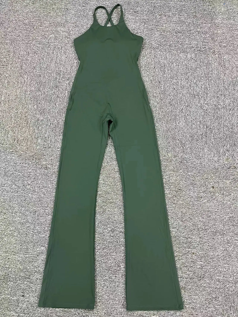 Navy Flared Workout Jumpsuit