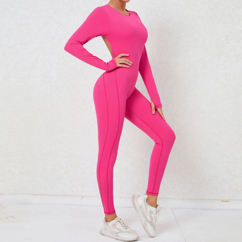 Backless Long-Sleeve One-Piece Jumpsuit