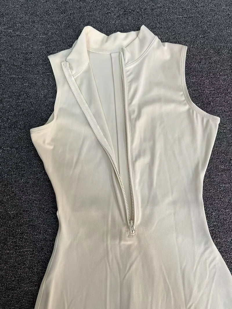 Sleeveless Zip Front Workout Romper