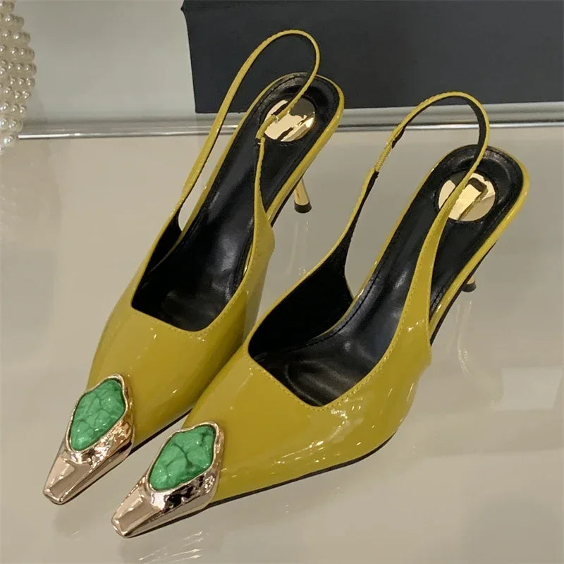 Jewel Accent Slingback Heels