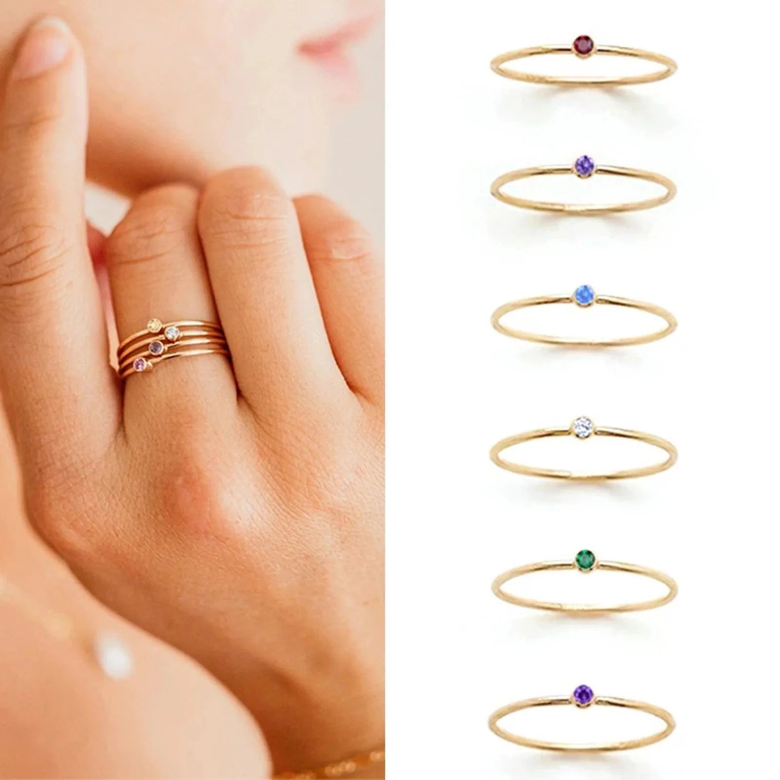 Dainty Birthstone Stacking Ring