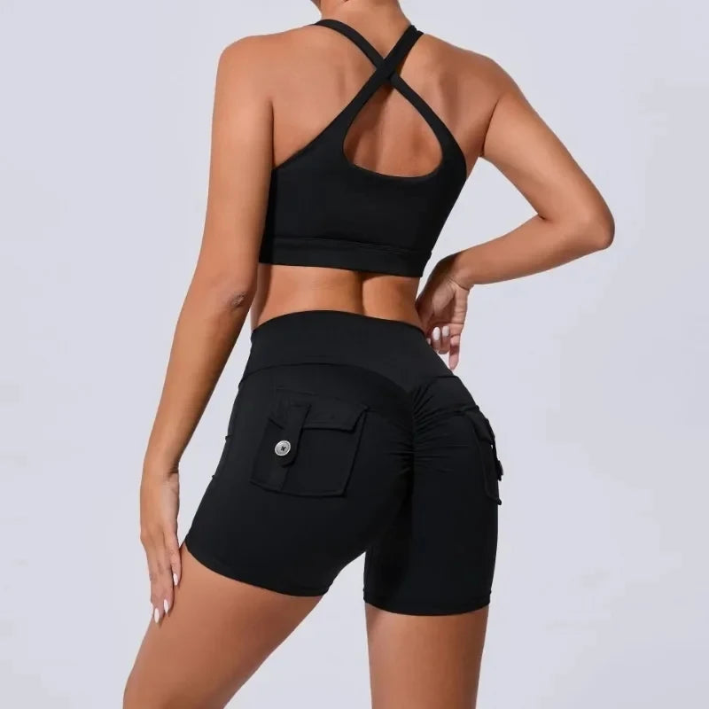 Cut-Out Bra & Shorts Workout Set