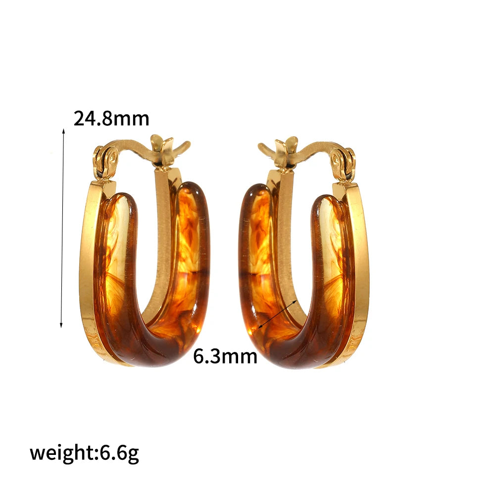 Resin & Gold Hoop Earrings