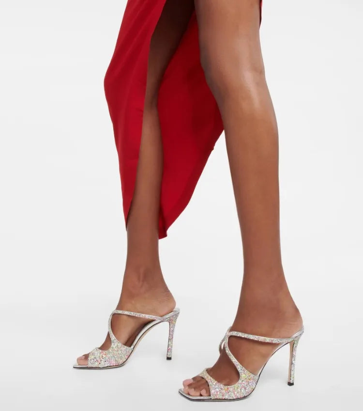 Strappy Satin High Heel Sandals