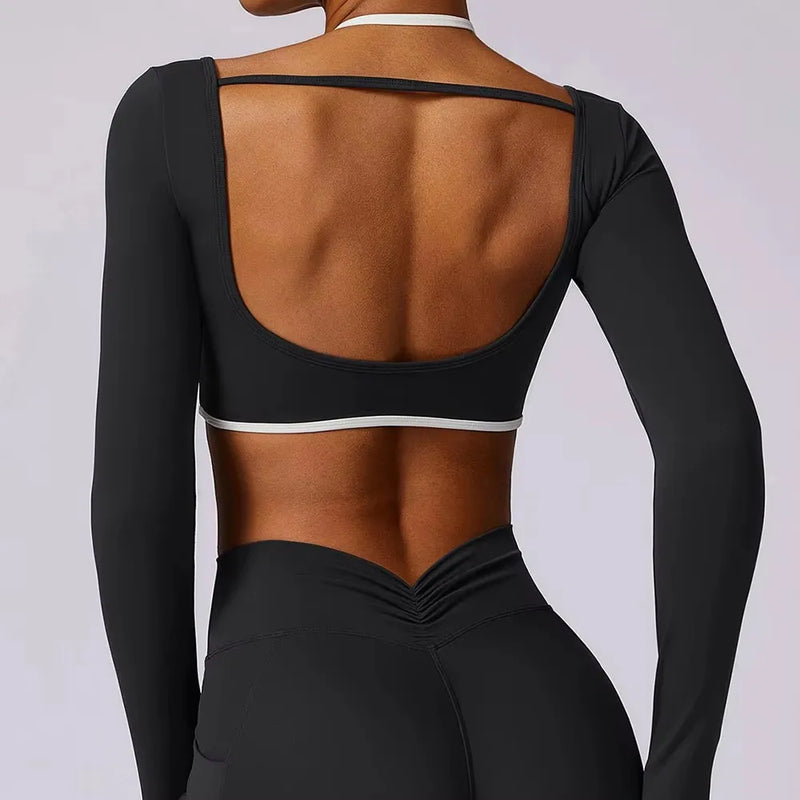 Square Neck Long Sleeve Workout Top