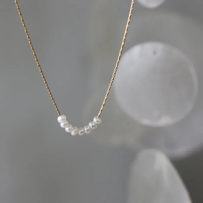 Dainty Pearl Bar Necklace