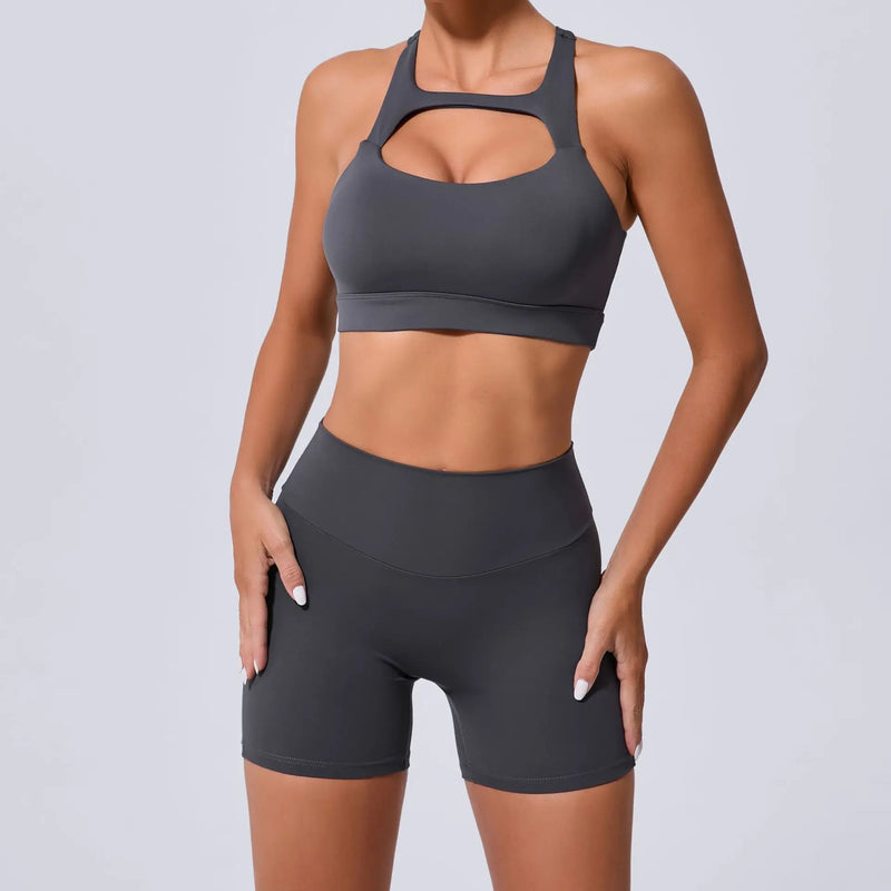 Cut-Out Bra & Shorts Workout Set