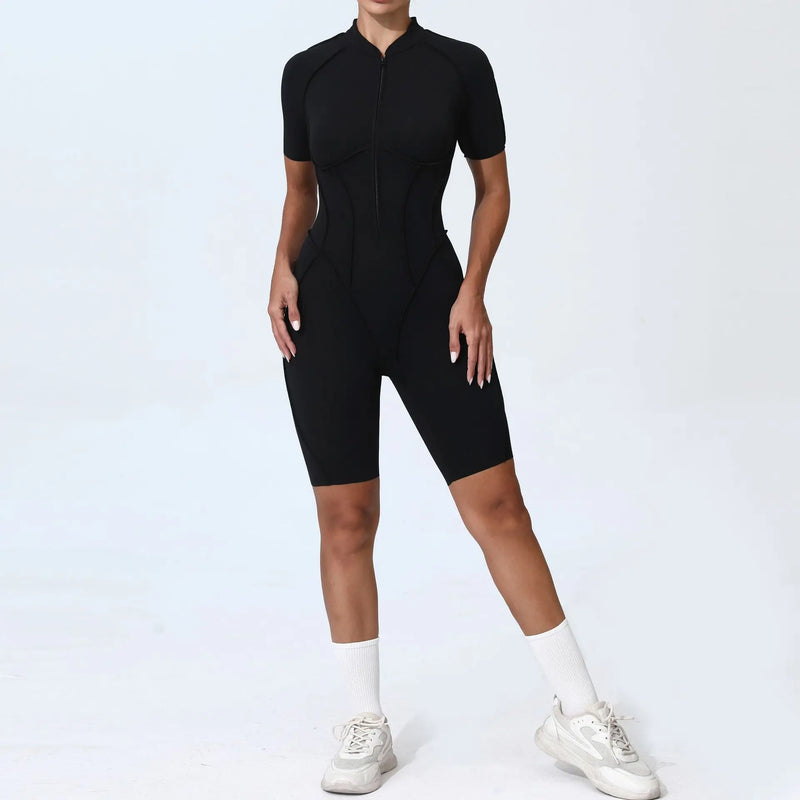 Short-Sleeve Zip Romper