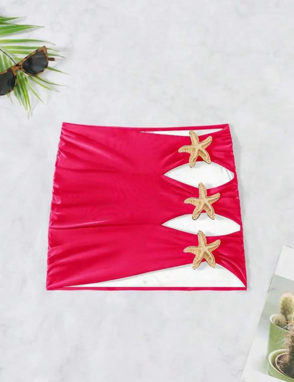 Starfish Accent Ruched Mini Skirt