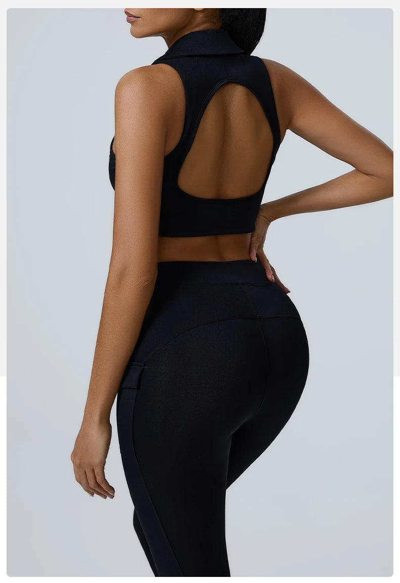Polo Halter & Cargo Leggings Workout Set