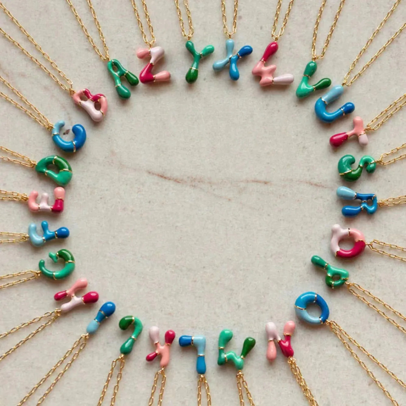 Gold Chain with Green Pendant Necklace