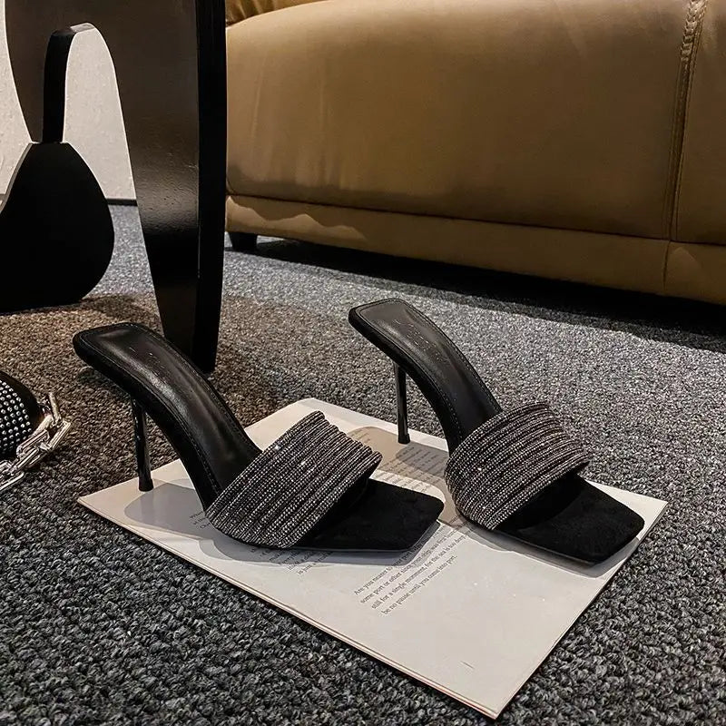 Crystal Strap Stiletto Mules