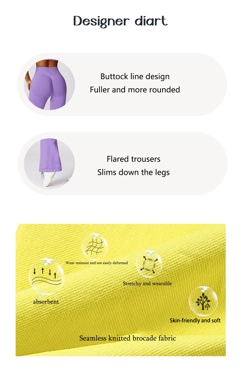 Ribbed Waist Flared Leggings