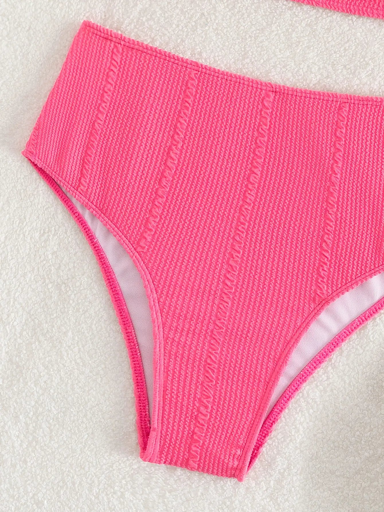 Textured High Waist Bikini Set