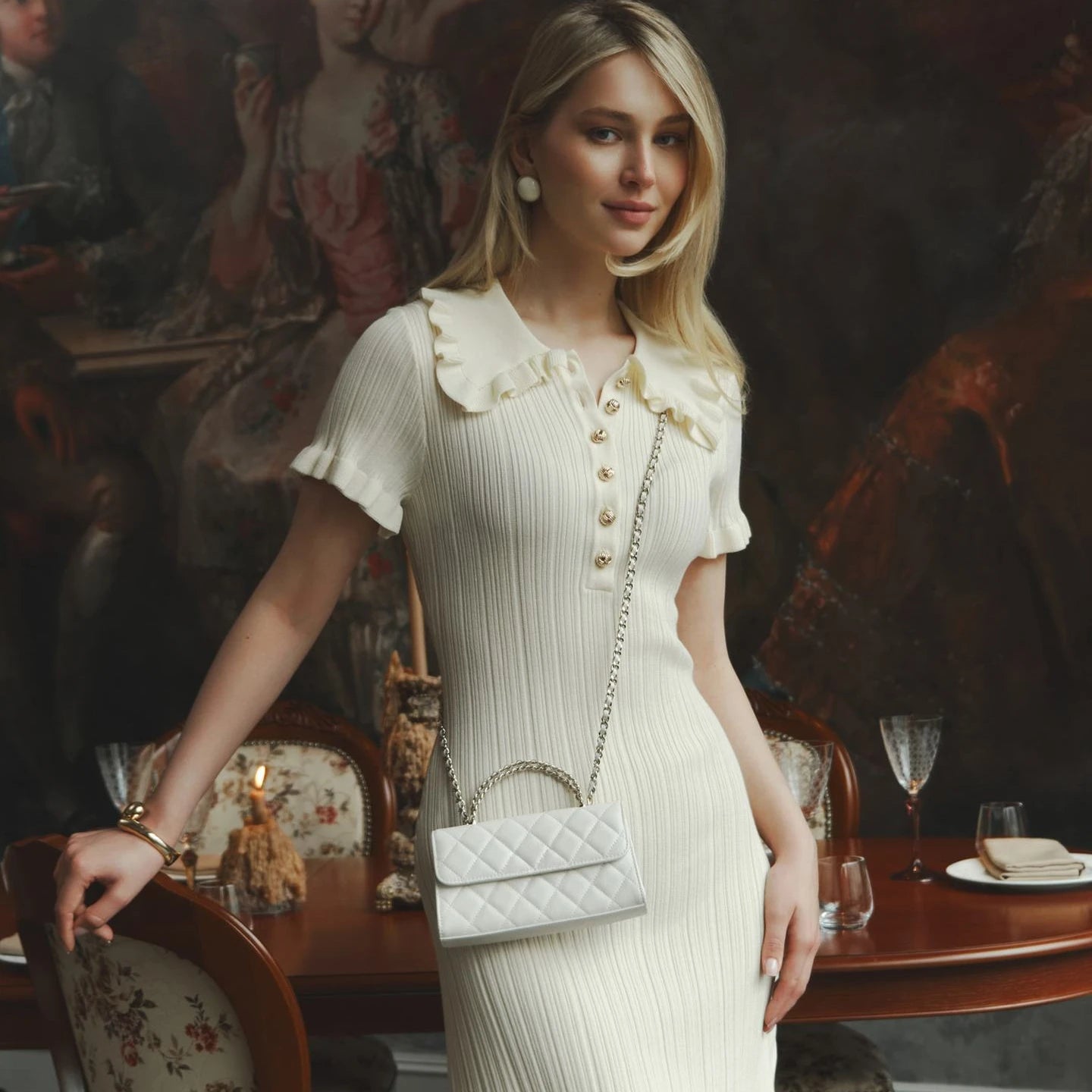 Ribbed Knit Polo Dress