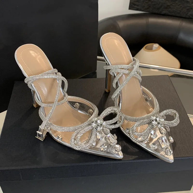 Rhinestone Bow Stiletto Heels