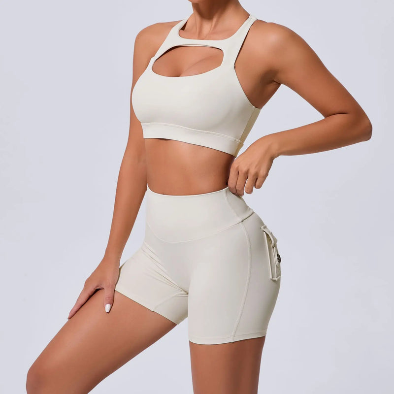 Cut-Out Bra & Shorts Workout Set