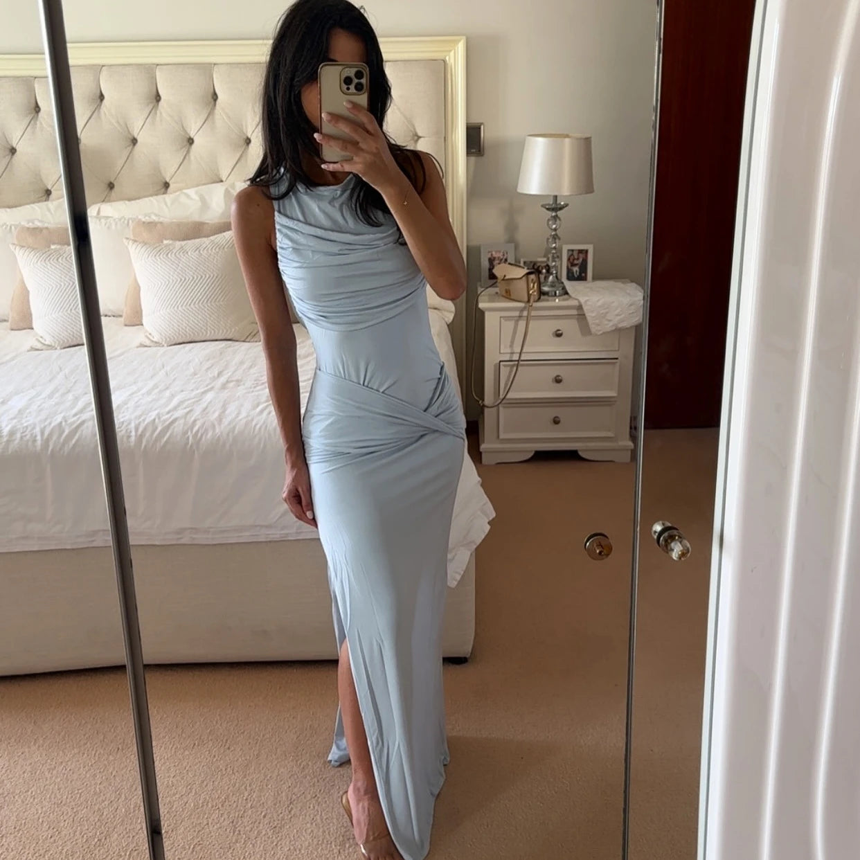 Ruched Sleeveless Maxi Dress