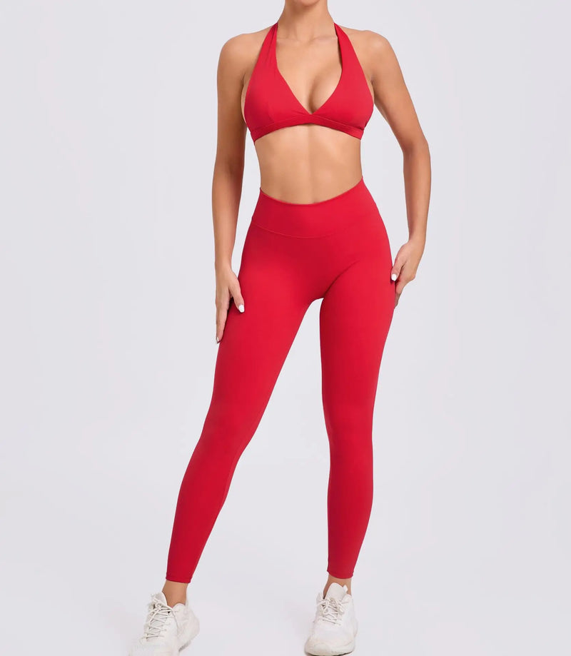 Twist-Front Halter Leggings Set