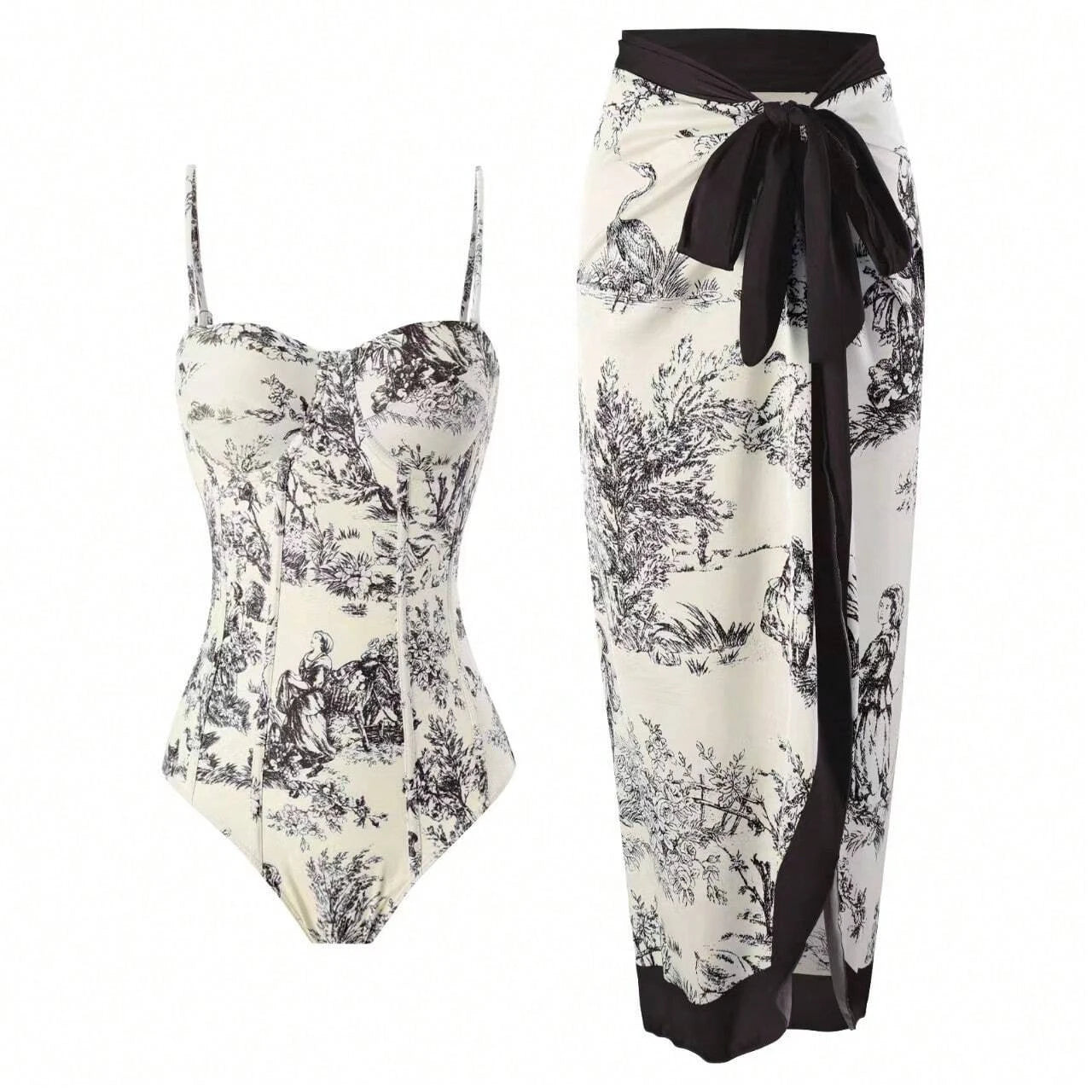 Printed Spaghetti Strap Bodysuit