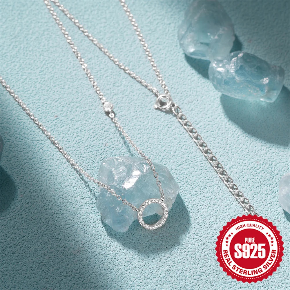 Dainty Circle Pavé Pendant Necklace