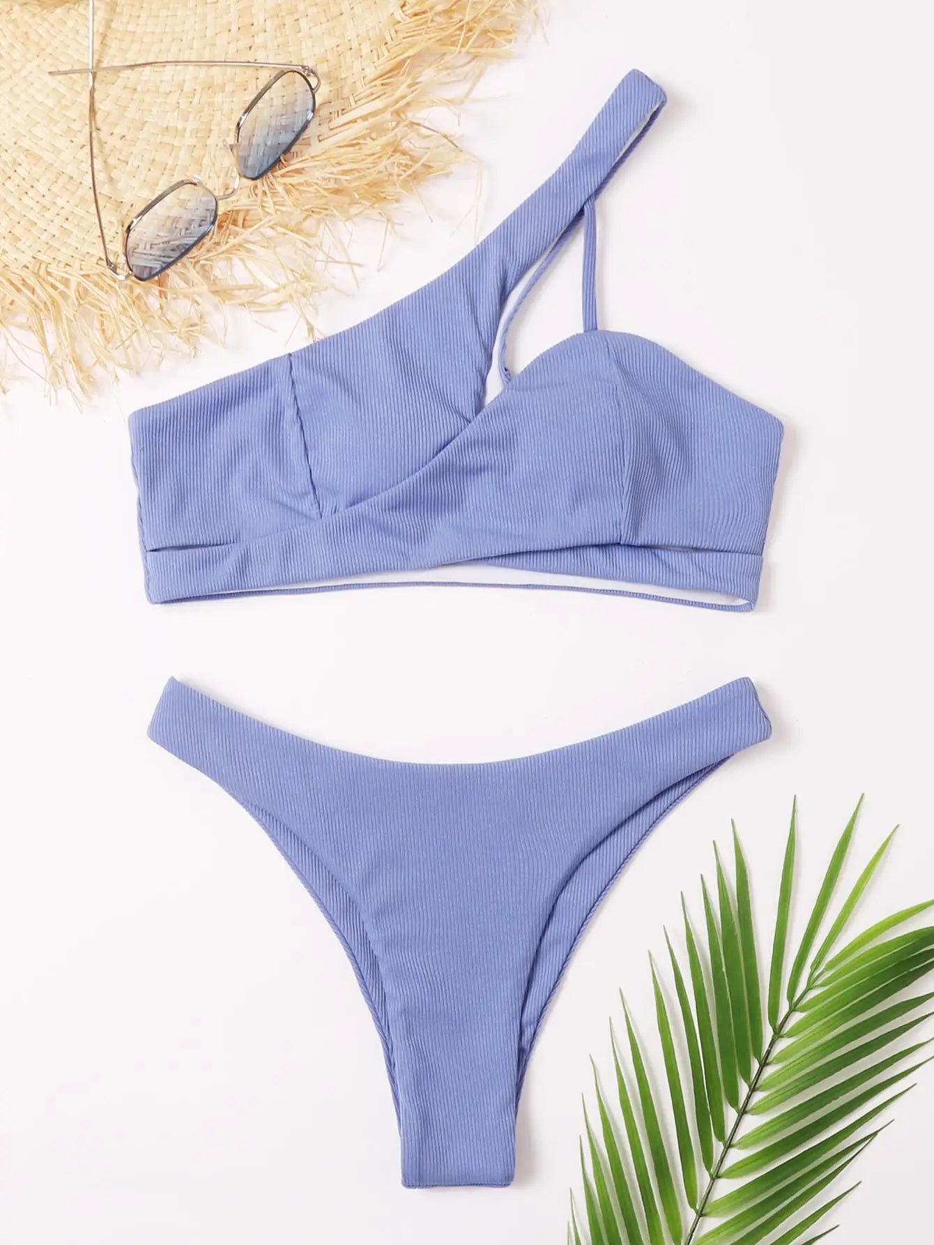 Ribbed Asymmetrical Bikini Set
