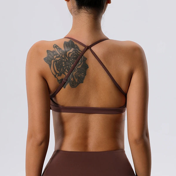 Twist-Front Halter Sports Bra