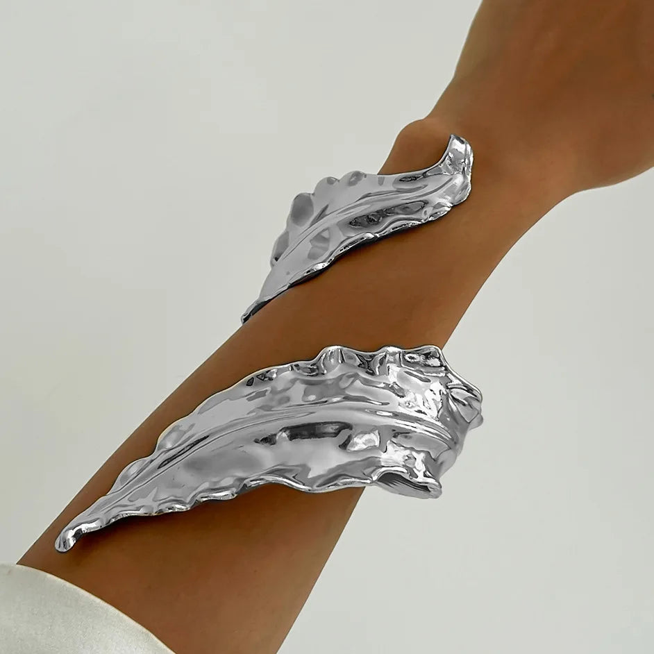 Sculpted Leaf Cuff Bracelet