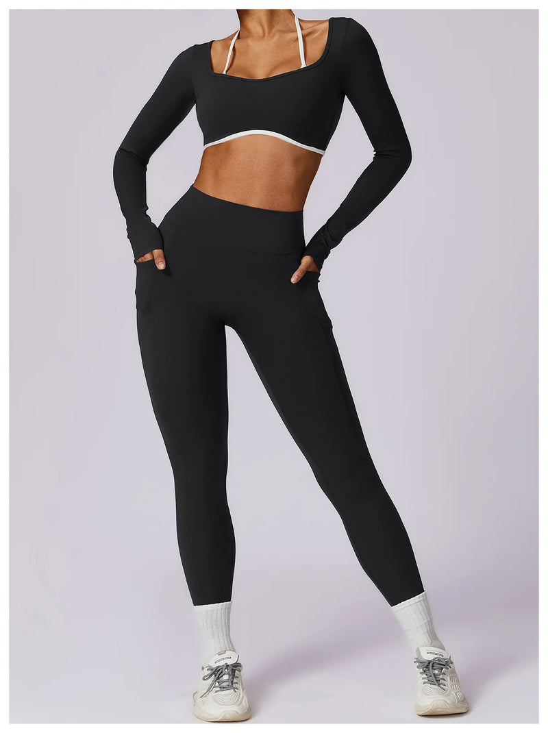 Square Neck Long Sleeve Workout Top
