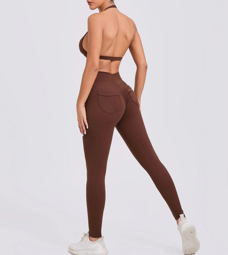 Twist-Front Halter Leggings Set